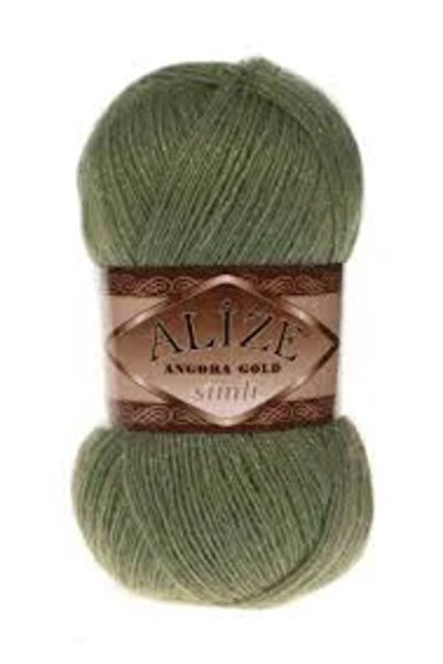 Alize Angora Gold Silvery Soft Sweater Scarf Beanie Knitting Yarn Khaki 345