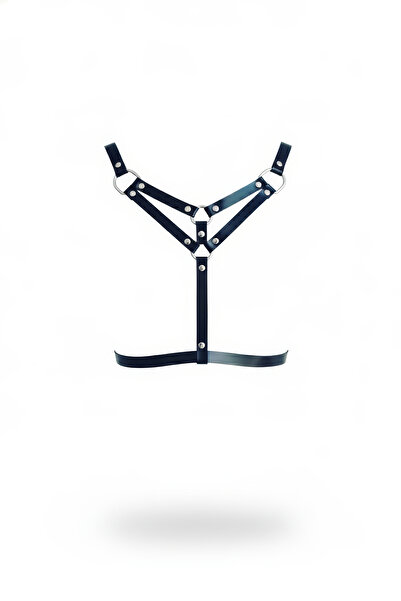 Angels Passion Accesoriu pentru corp cu centură neagră pentru femei, accesoriu rock gotic cu detaliu inel O argintiu