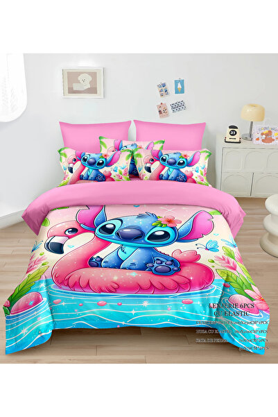 FIONNA.RO Lenjerie Din Bumbac Tip Finet Pentru Copii Cu Elastic - Stitch Si C...