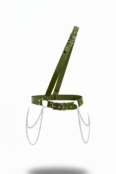 Angels Passion Khaki Women's Belt, Women's Thick Belt Leather Handmade Buckle Belt