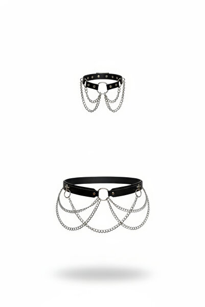 Angels Passion Set de 2 accesorii pentru corp pentru femei, cu centură neagră...