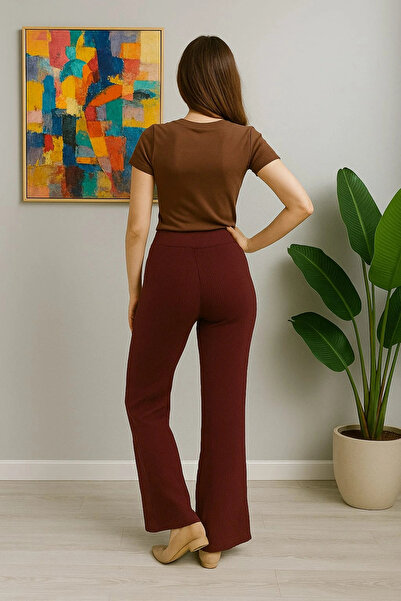 iklimix Women's High Waist Knitwear Pants