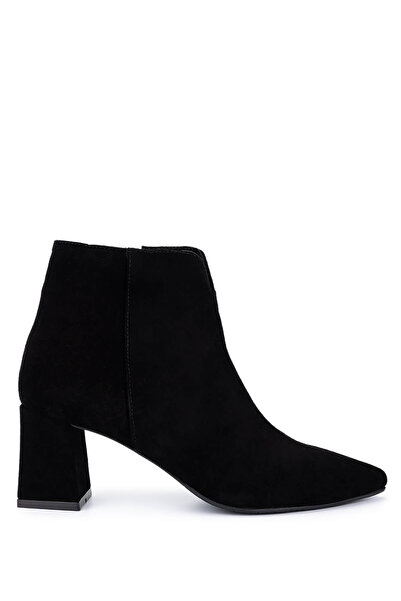 Tamer Tanca Women's Genuine Leather Black Suede Heeled Boots