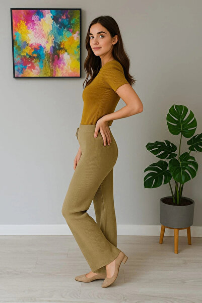 iklimix Women's High Waist Knitwear Pants