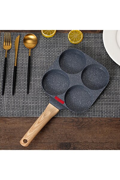 zola Non-stick frying pan with 4 round moulds, steel, diameter 24 cm, length with handle 38 cm, grey