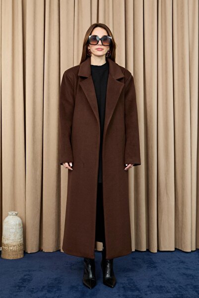 Puane Women's Double-Breasted Collar Cashmere Coat -15237Kbn - Brown