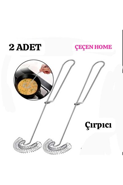 ÇEÇEN HOME 2 Pieces Spring-Loaded Whisk Metal Egg Beater Omelette Whisk (12cm)