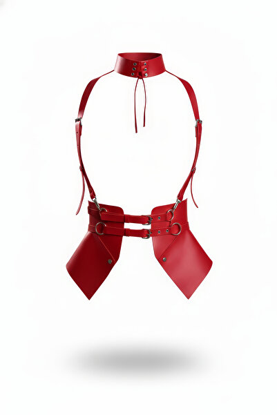 Angels Passion Curea roșie pentru femei, cu guler înalt, cu șireturi, cu cata...