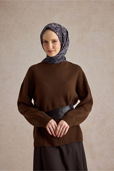 Qef Cotton Scarf Tale Chocolate Brown