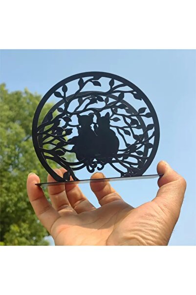 VENON Black 2 Cat Branches Round Metal Napkin Holder Table Restaurant Coffee Shop Napkin Holder Organizer