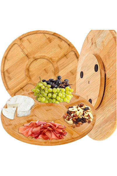 zola Bamboo platter for presenting and serving cheeses and cold cuts, rotating, 33 x 4 cm