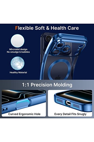 Nezih Case Apple iPhone 17 Pro Max Compatible Corners Colorful Transparent Camera Protected Silicone Cover