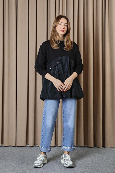 Loreen Women's Pocket Detail Oversized Tunic - 20714Tun - Black