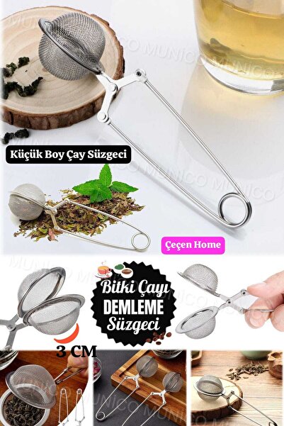 ÇEÇEN HOME مصفاة صغيرة لتحضير الشاي مع مقبض، مصفاة أعشاب، فلتر شاي (طول الفم = 3 سم، طول المقبض = 15 سم)