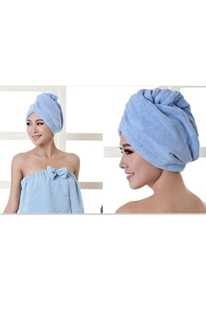 zola Turban towel, microfibre, easy to use, pleasant to the touch, 55x22 cm, blue