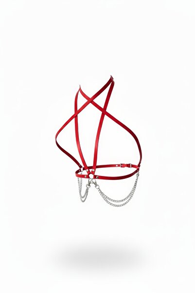 Angels Passion Crveni ženski Kaiš pojas Sa lančanim detaljem Sa ukrštenim bre...