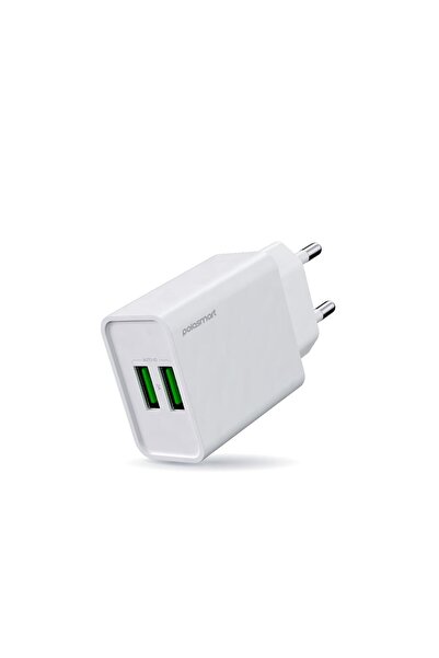 Polosmart PSM134 2A Çift USB Şarj Adaptörü Akıllı Tanıma Hızlı Şarj Başlığı 10W Beyaz