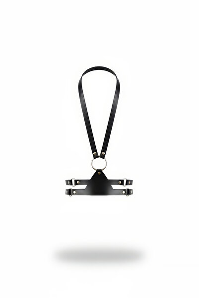 Angels Passion Curea neagră pentru femei, cu decolteu în V, cu inel metalic ș...