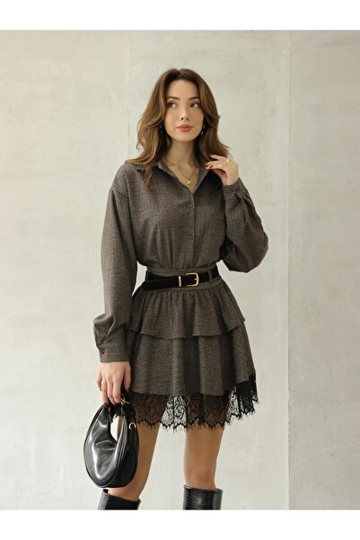 Coral قميص فضفاض بجيب أمامي 34502 رمادي