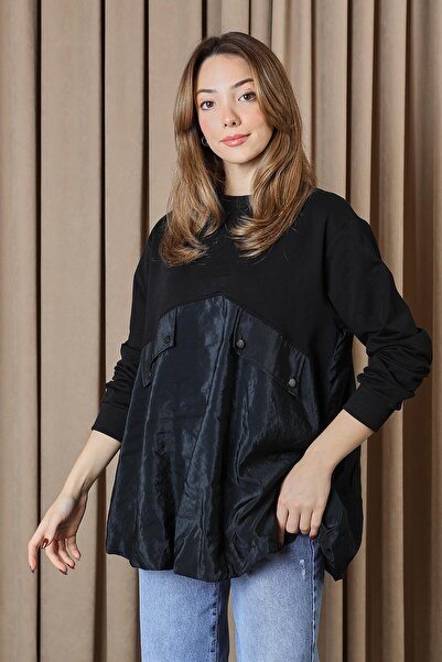 Loreen Women's Pocket Detail Oversized Tunic - 20714Tun - Black
