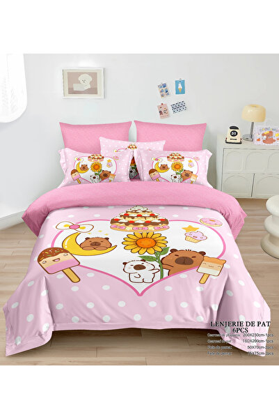 FIONNA.RO Fine Bedding for Children with Elastic - Capybara in Pink Heart