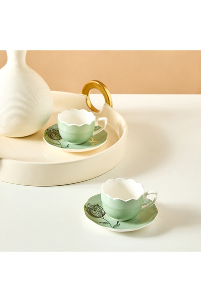 Lifestyle Floral Print 4-Piece Cup and Saucer Set