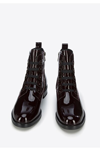 Wittchen Women's Leather Ankle Boots with Elastic Bands Burgundy Burgundy Patent Leather