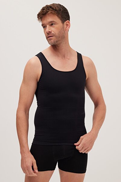 Tudors Men's Super Slim Fit Extra Slim Fit Elastic Black Undershirt Corset