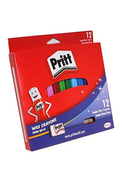 Pritt مجموعة من 12 قطعة مثلثة كبيرة الحجم قابلة للمسح (قلم تلوين) + هدية ممحاة ومبراة