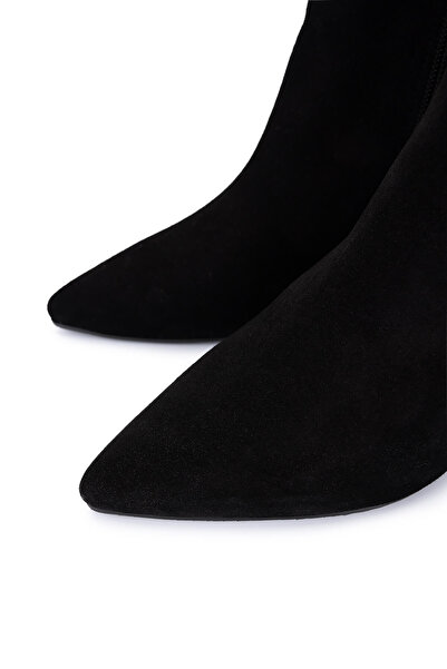 Tamer Tanca Kadın Hakiki Deri Siyah Süet Topuklu Bot