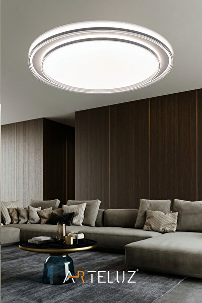 ARTELUZ LAVİNİA MODEL ANTRASİT DETAYLI MODERN PLAFONYER AVİZE (50 CM, 3 RENK IŞIK, KUMANDASIZ)