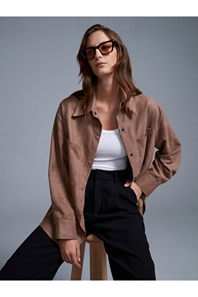 Dilvin 50532 Çıtçıtlı Süet Gömlek