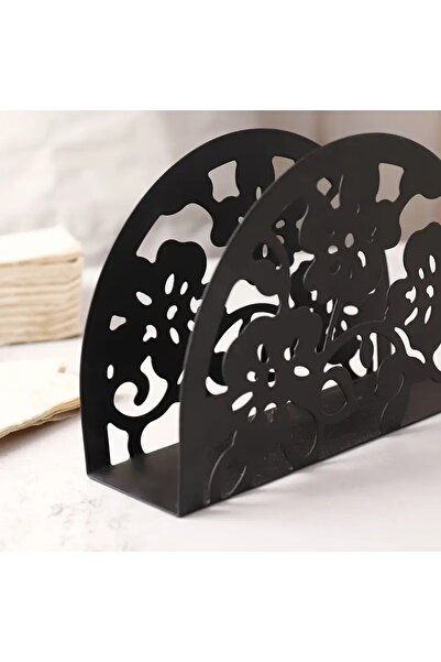 VENON Black Flower Elipse Metal Napkin Holder Table Restaurant Coffee Shop Hotel Napkin Holder Organizer