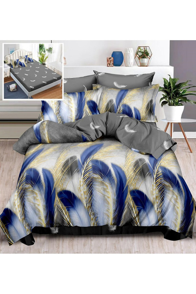 Pucioasa Double bed bedding set (fitted sheet), reversible 2-sided design, 6-piece thick finet (ST-165)