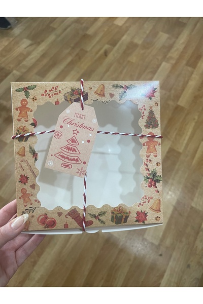 HUR-AY PACK YILBAŞI ÖZEL 2 ADET KÜÇÜK KARTON KUTU - ÖNÜ ŞEFFAF PENCERELİ - İP DAHİLDİR- 17x17 cm