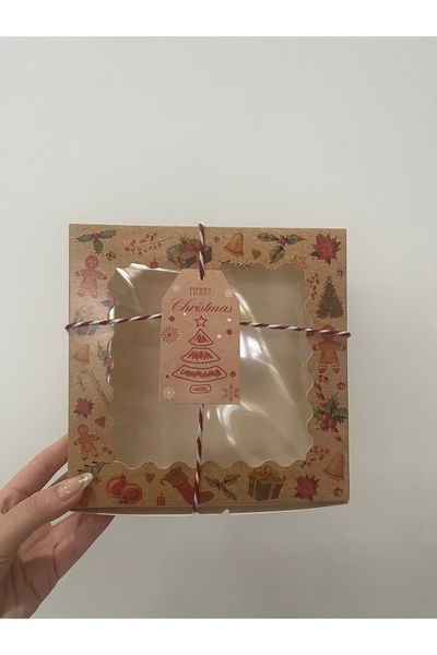 HUR-AY PACK YILBAŞI ÖZEL 2 ADET KÜÇÜK KARTON KUTU - ÖNÜ ŞEFFAF PENCERELİ - İP DAHİLDİR- 17x17 cm