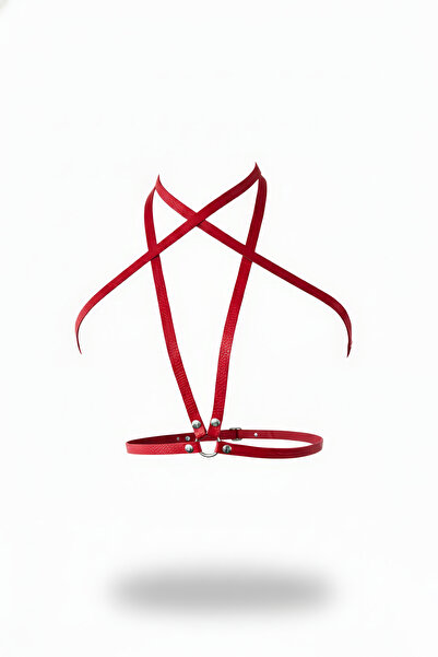 Angels Passion Червен дамски колан с катарама с крокодилски мотив и презрамка...