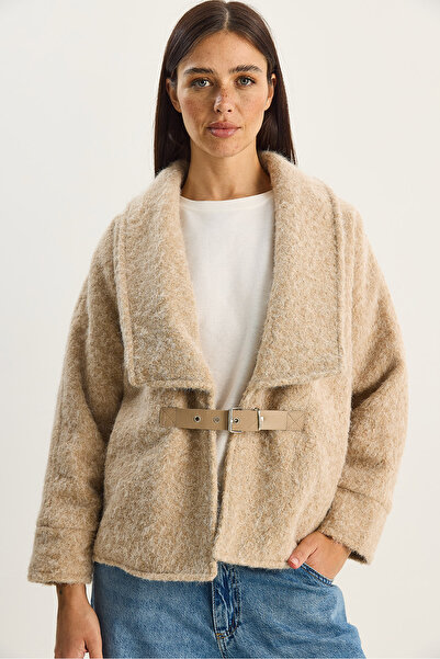 Bianco Lucci Women's Belted Lined Felt Jacket Coat 2062 60283746