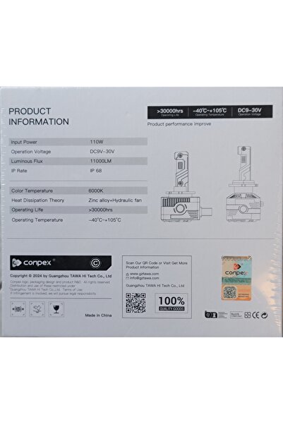 Conpex W3 LED Headlight Bulbs,High Power, Series,6000k Input Power110W,IP68,Lumens 11000LM 30000Hr