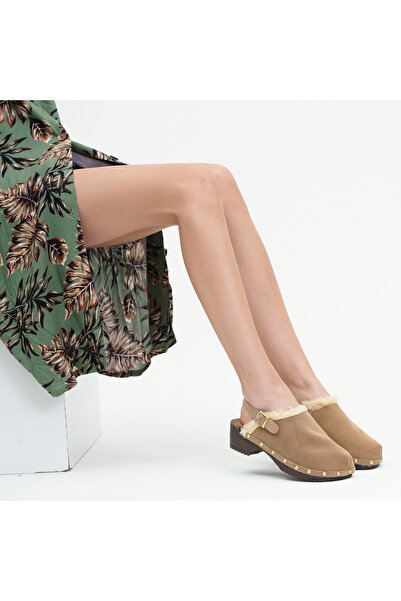 DaphneSandals Handmade Genuine Leather Suede Beige Women's Heeled Sandals