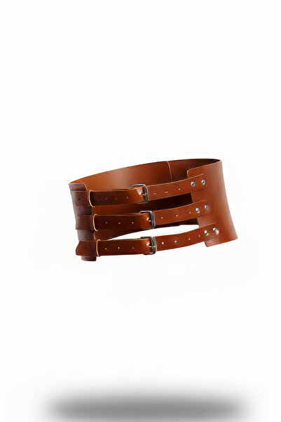 Angels Passion Women's Brown Belt, Women's Leather Belt Classic Wide Metal Buckle Belt