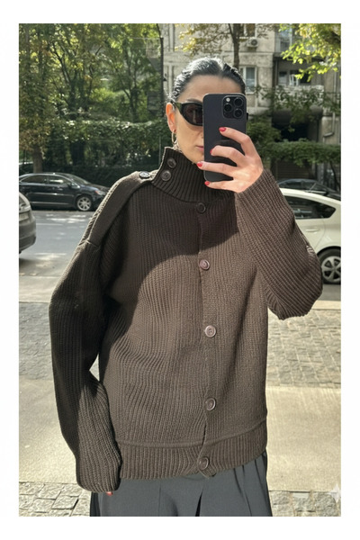 My Blog سترة بياقة مدببة بلون القهوة المر - 04632