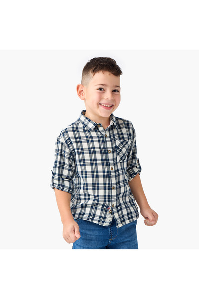 Lee Cooper Checked Shirt with Long Sleeves and Pocket