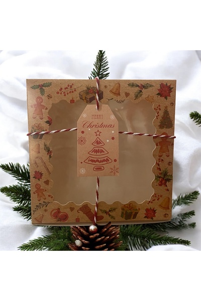 HUR-AY PACK YILBAŞI ÖZEL 2 ADET KÜÇÜK KARTON KUTU - ÖNÜ ŞEFFAF PENCERELİ - İP DAHİLDİR- 17x17 cm