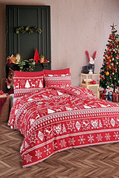 Eponj Home Mature Nevresim Seti Çift Kişilik Snowmas Kırmızı