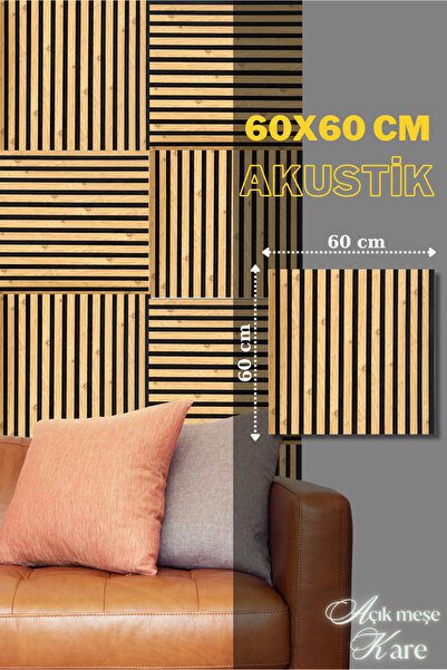 DECOALA MDF Ahşap Akustik Duvar Paneli 60x60 cm