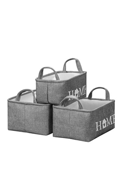 Lawazim Storage Basket Set 3 Piece - Printed Letter Design Multi-Use Organizing Home Baskets