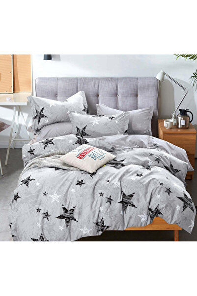 Pucioasa Double Bed Linen Set with Elastic Fitted Sheet, Reversible Design, 6 Pieces (ST-201)