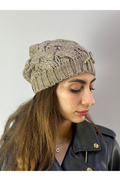 Gönülden Tasarım Hand Knitted Stone-Broken Flower Women's Beanie