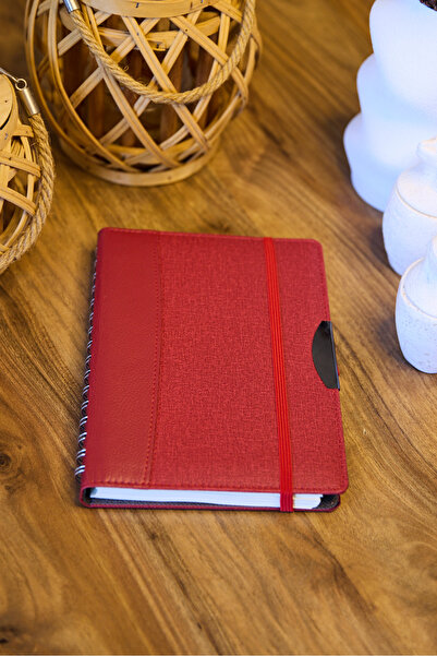 locko Kişiye Özel Kırmızı 2026 Günlük Ajanda Vegan Deri Gizli Spiralli Kurums...